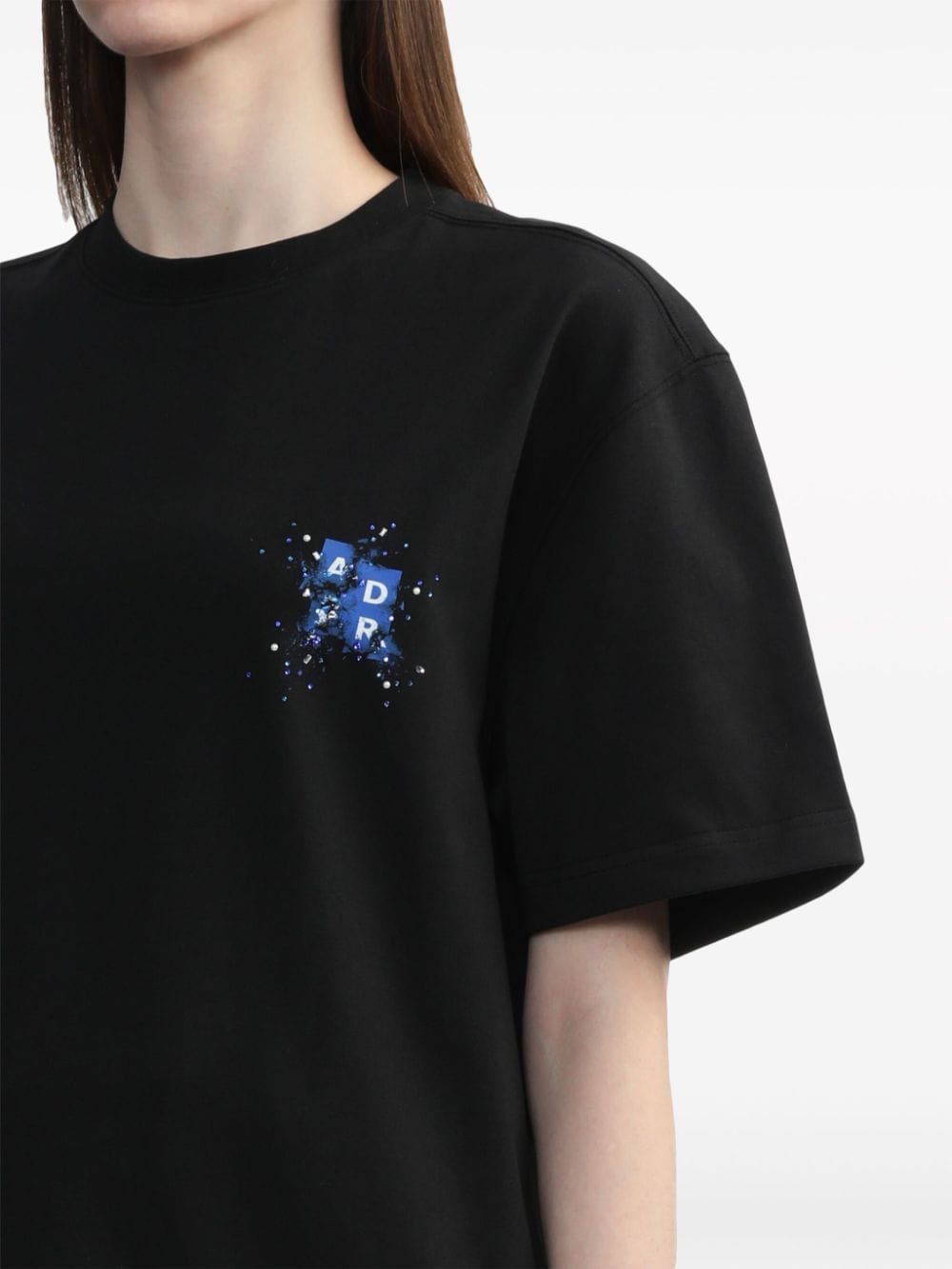 Shop Ader Error Gemma Crystal-embellished T-shirt In Black