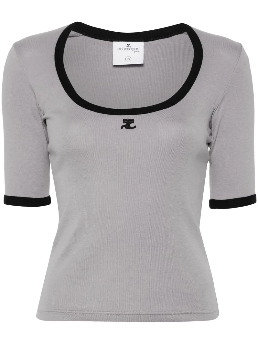 Courrèges Holistic Contrast Cotton T-shirt In Grey