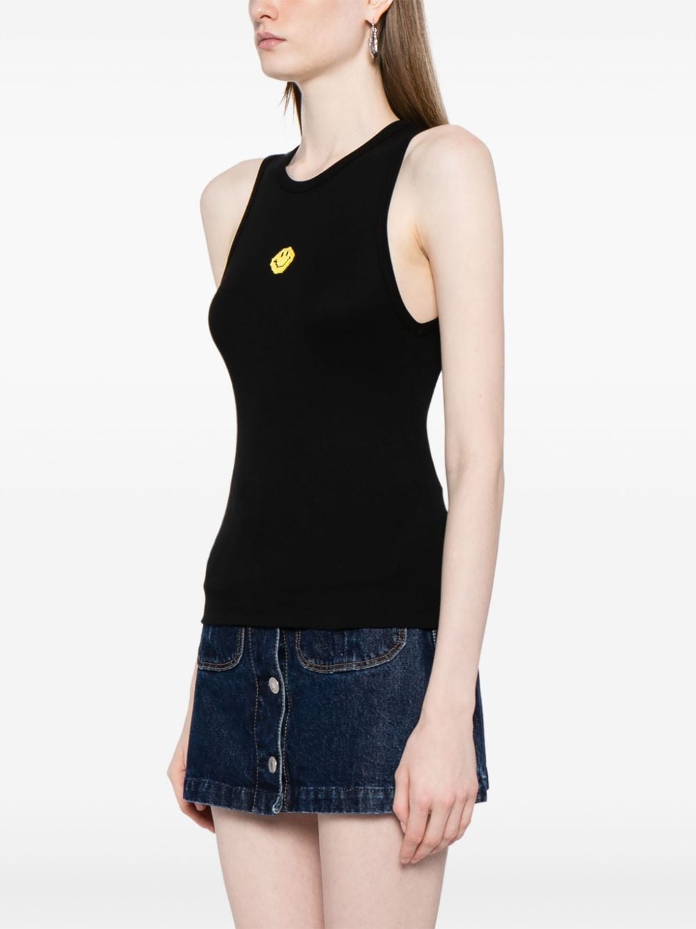 Shop Joshua Sanders Smiley-motif Tank Top In Black