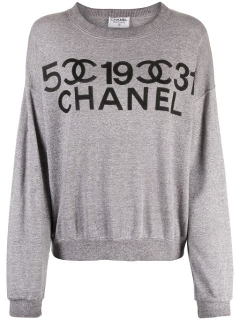 Affordable HOT SALE CHANEL 1990s logo-print crewneck sweatshirt Women