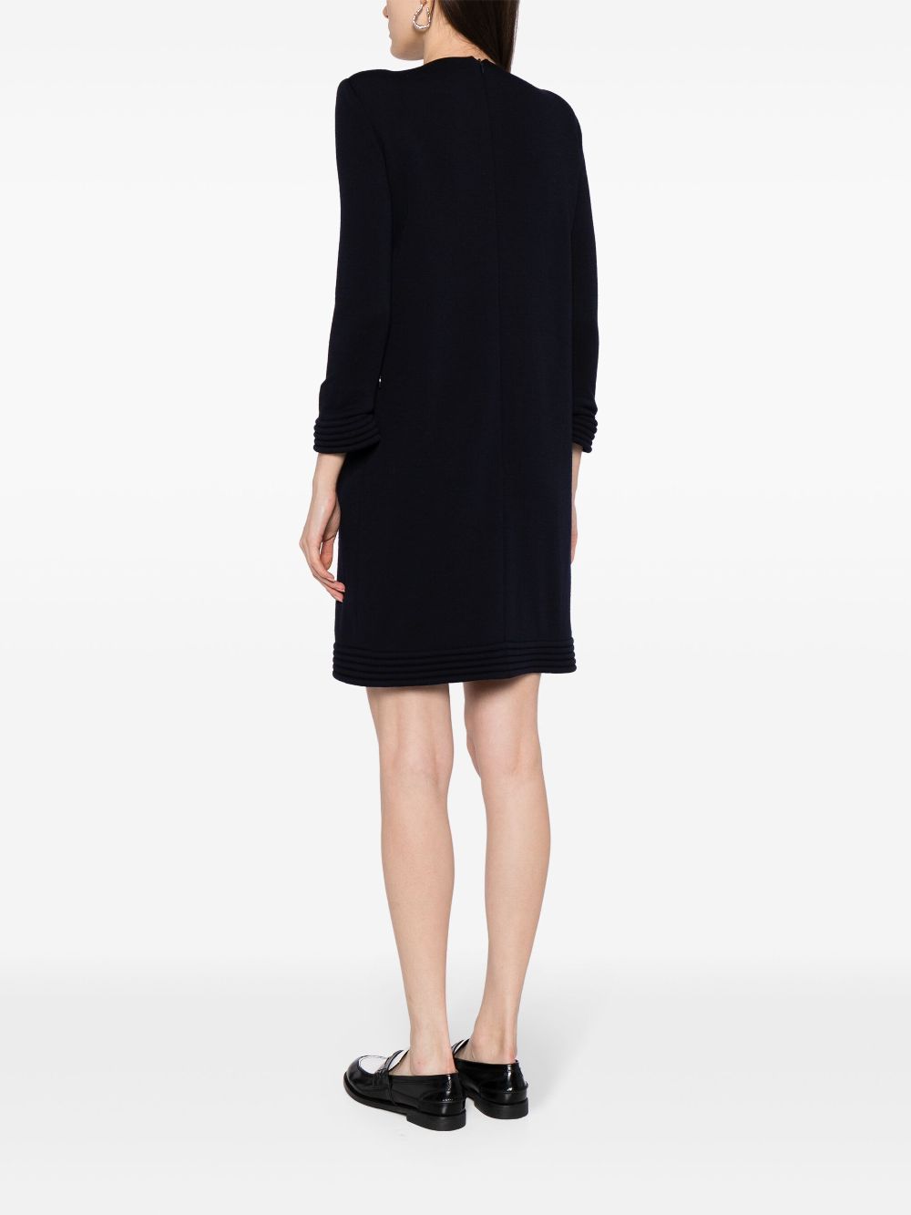 CHANEL 2000s ribbed-detailing long-sleeved wool minidress Women