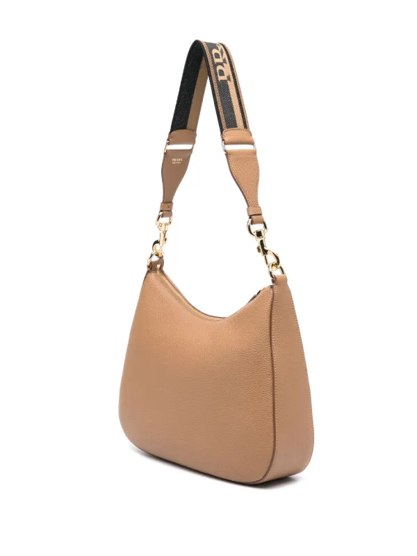 Prada logo-embossed Leather Shoulder Bag | Brown | FARFETCH ID