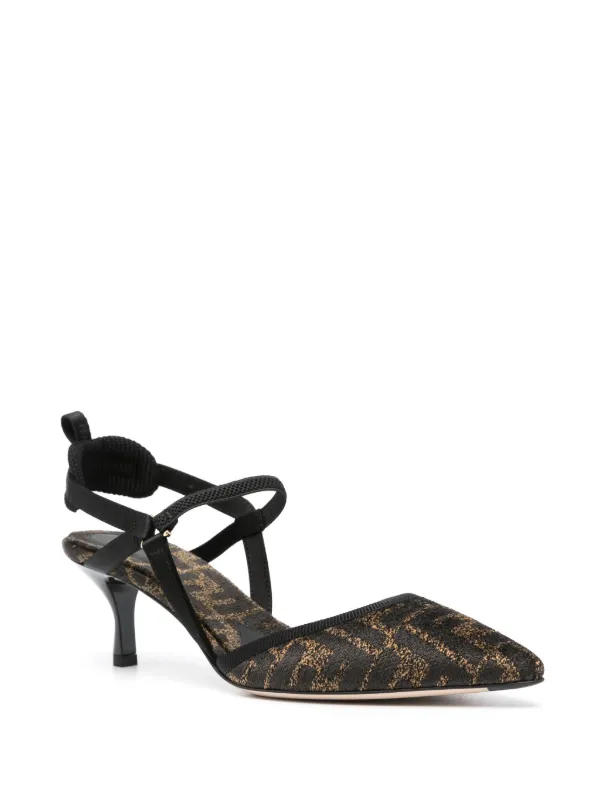 FENDI monogram jacquard Slingback Pumps Black FARFETCH CA