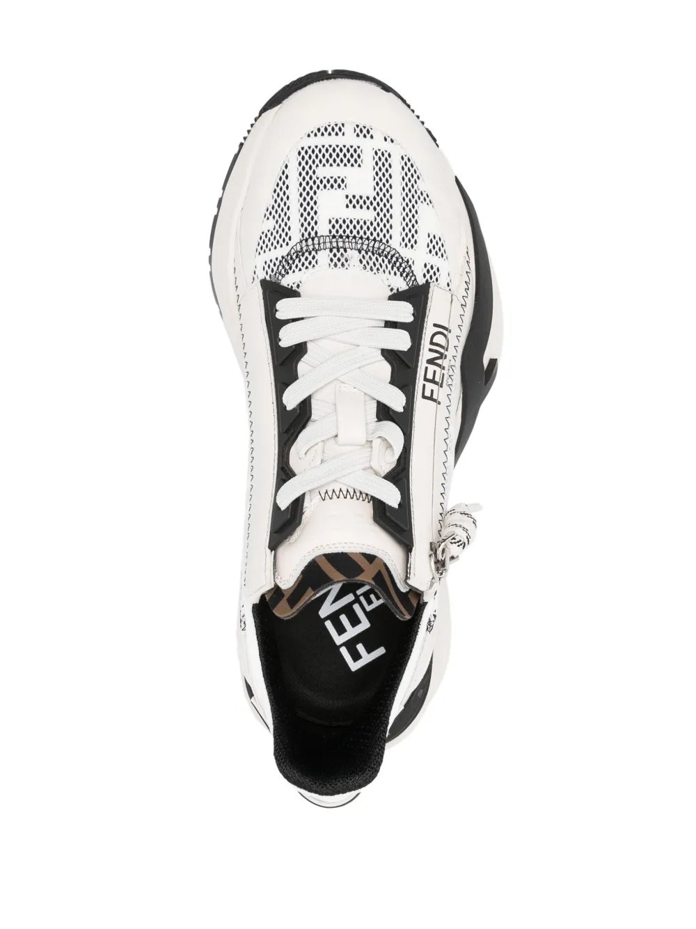 Shop Fendi Logo-print Lace-up Sneakers In Neutrals