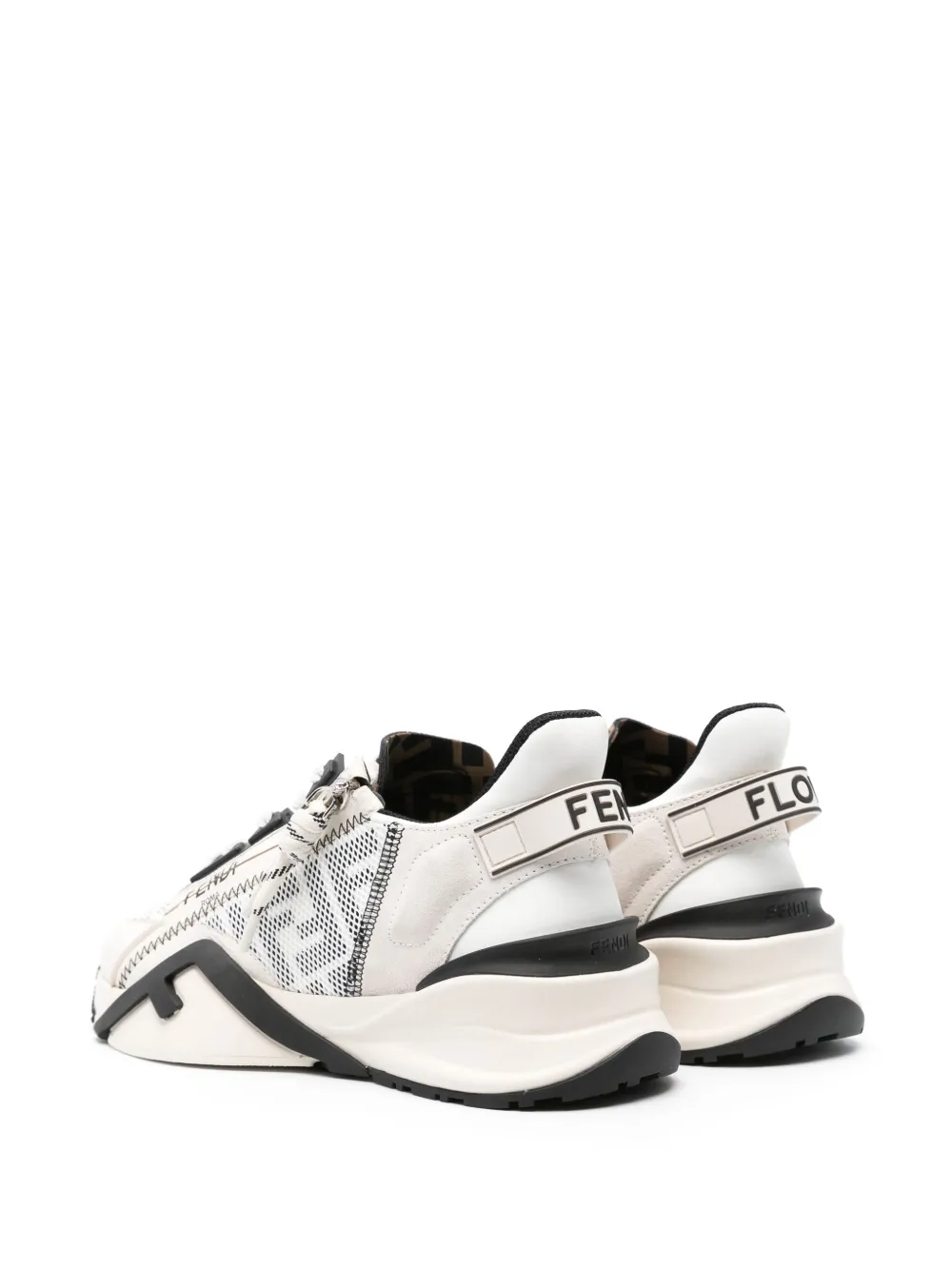 Shop Fendi Logo-print Lace-up Sneakers In Neutrals