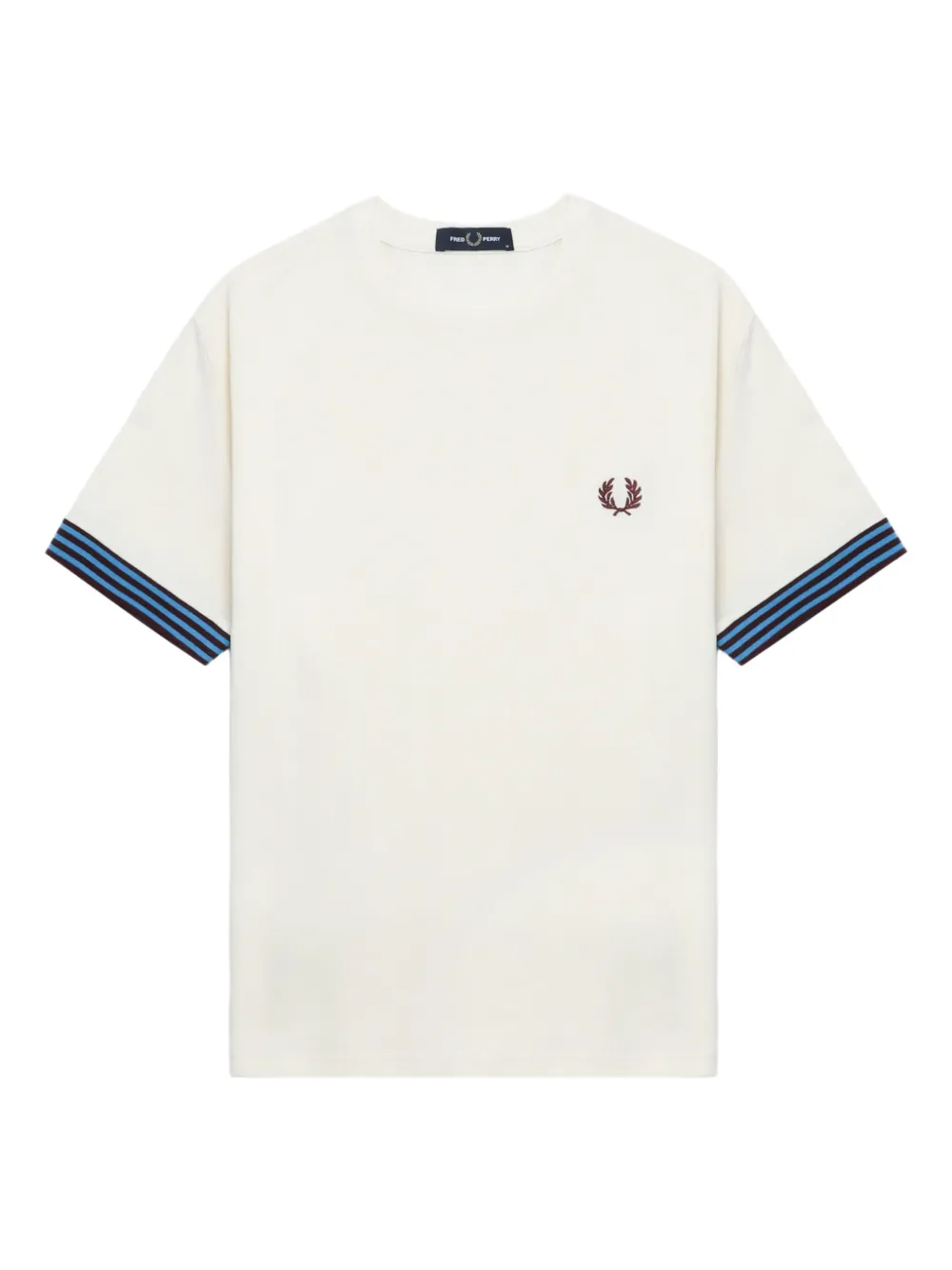 Fred Perry تيشيرت قطن بتطريز 'لوريل ريث' | أبيض | Image 1
