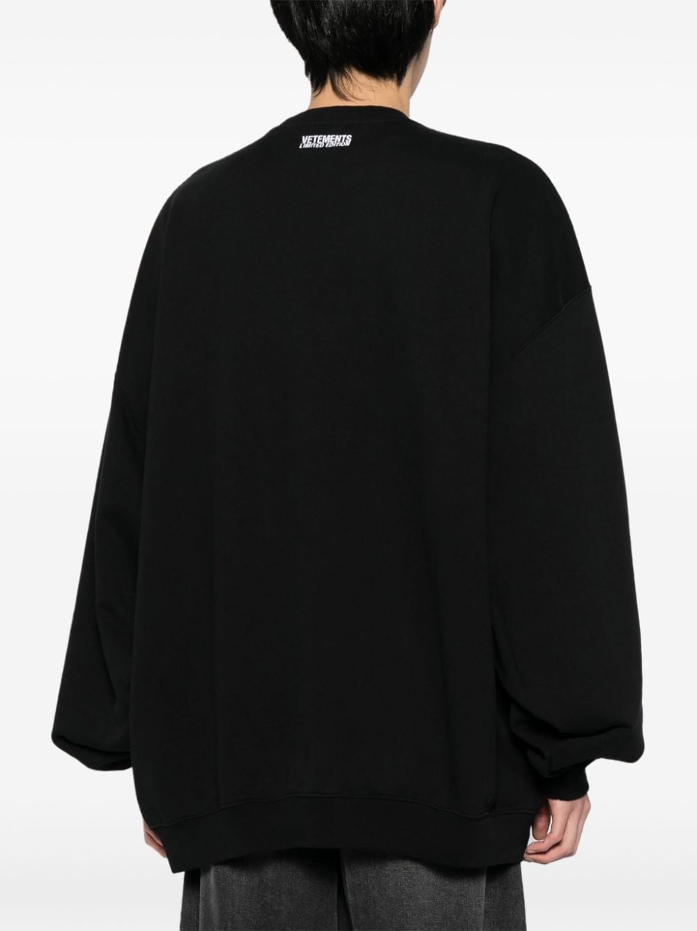 Shop Vetements Logo-embroidered Crew-neck Sweatshirt In Black