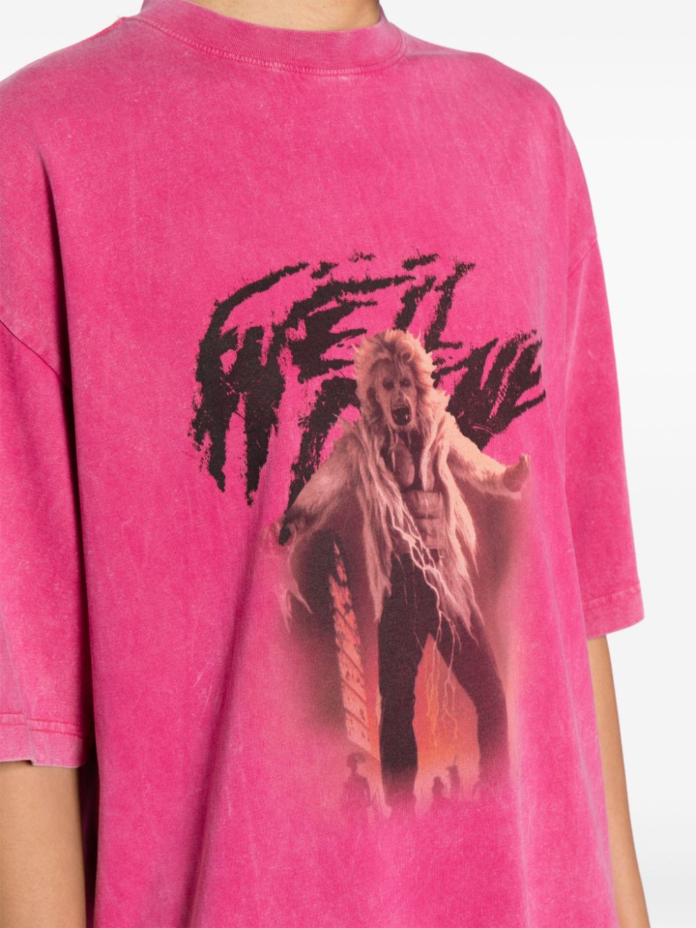 Shop We11 Done Graphic-print Cotton T-shirt In Pink