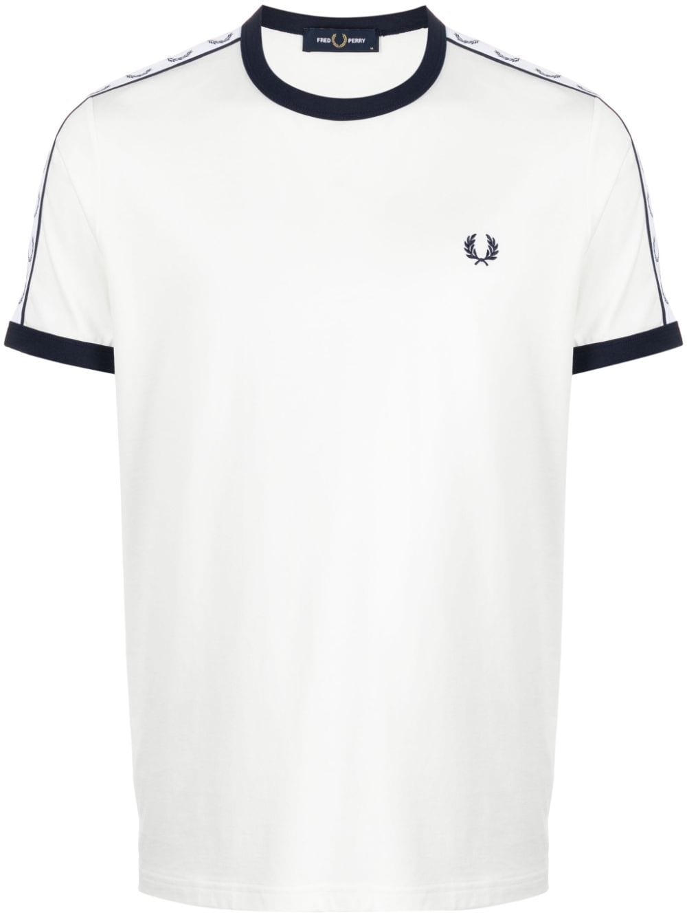 Fred Perry Ringer Logo-tape T-shirt In White