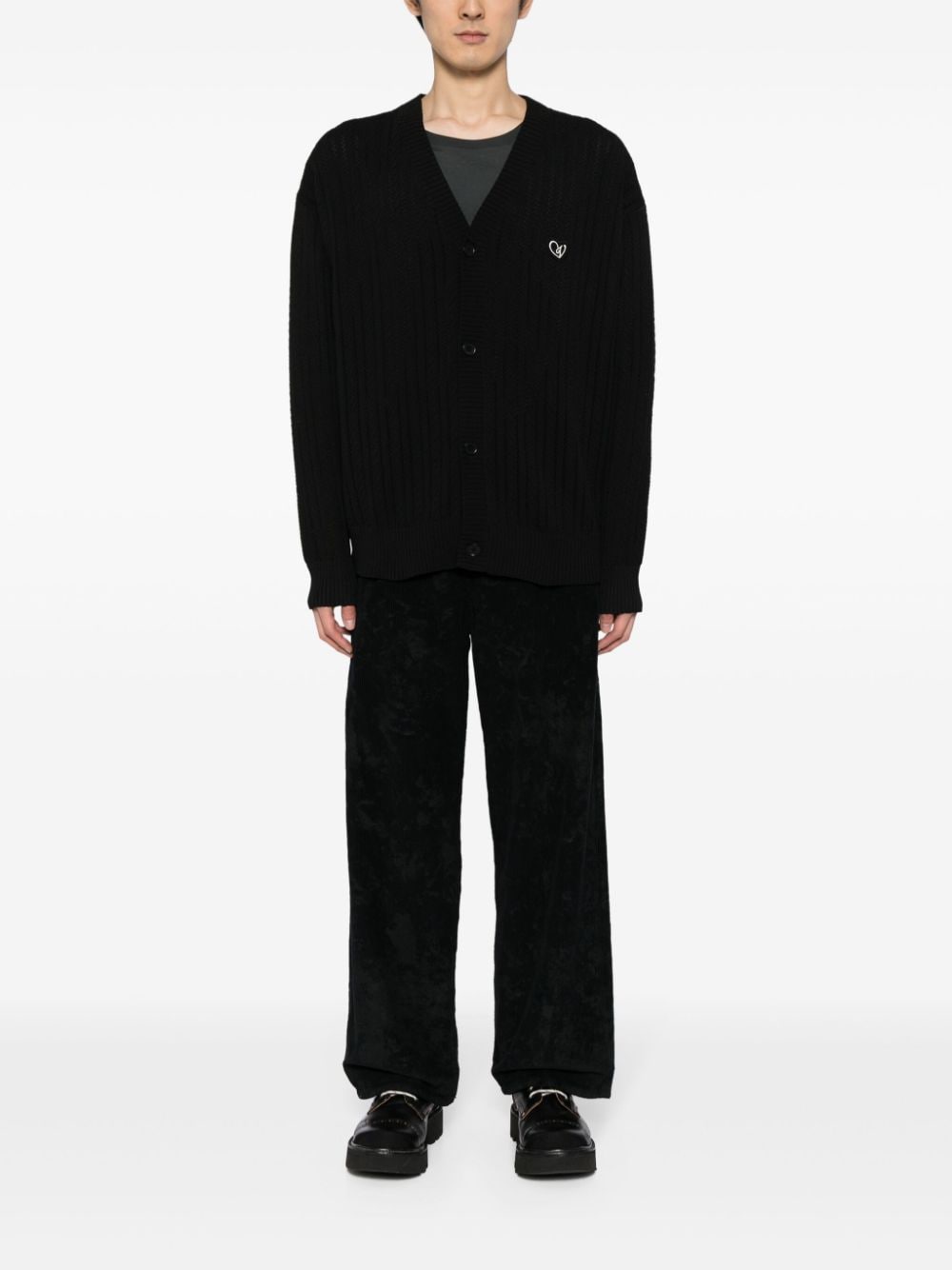 Shop Five Cm Logo-embroidered Knitted Cardigan In Black