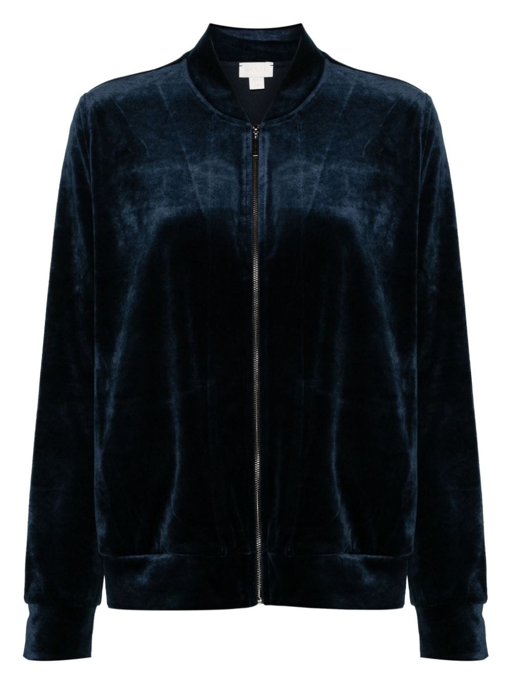 Shop Hanro Velvet-finish Bomber Jacket In Blue