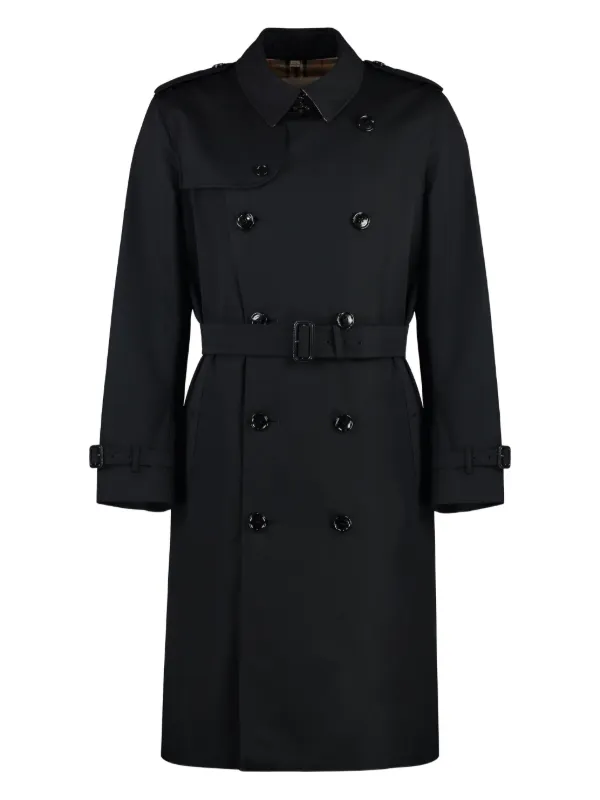 Burberry Heritage Kensington Belted Trench Coat Black