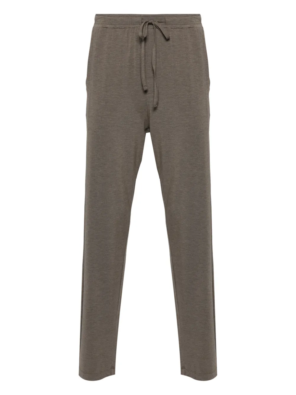 Hanro Basic Piped 2-piece Long Pajama Set In Green