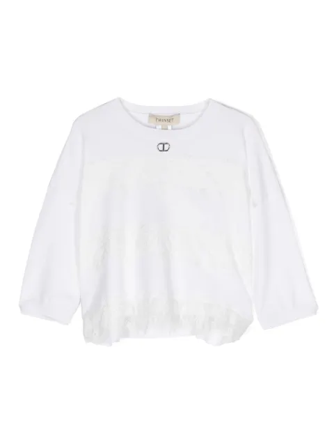 TWINSET Kids lace-detail knitted top