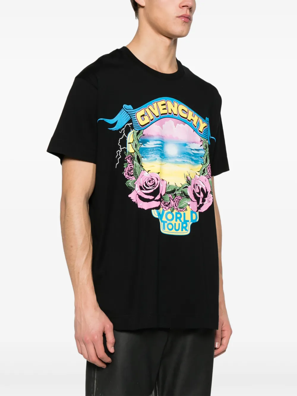 Shop Givenchy World Tour Cotton T-shirt In Black