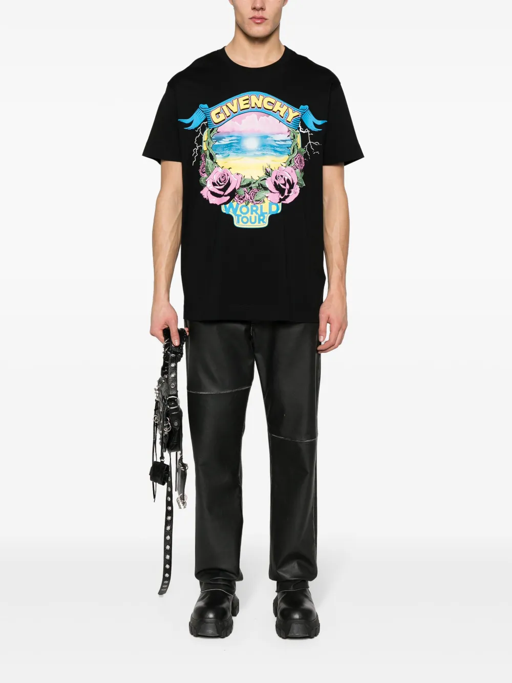 Shop Givenchy World Tour Cotton T-shirt In Black