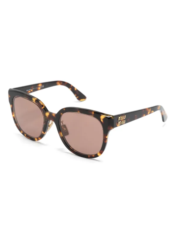 Miu Miu ブラウン スクエア サングラス Miu Miu Eyewear スクエアフレーム サングラス | ブラウン