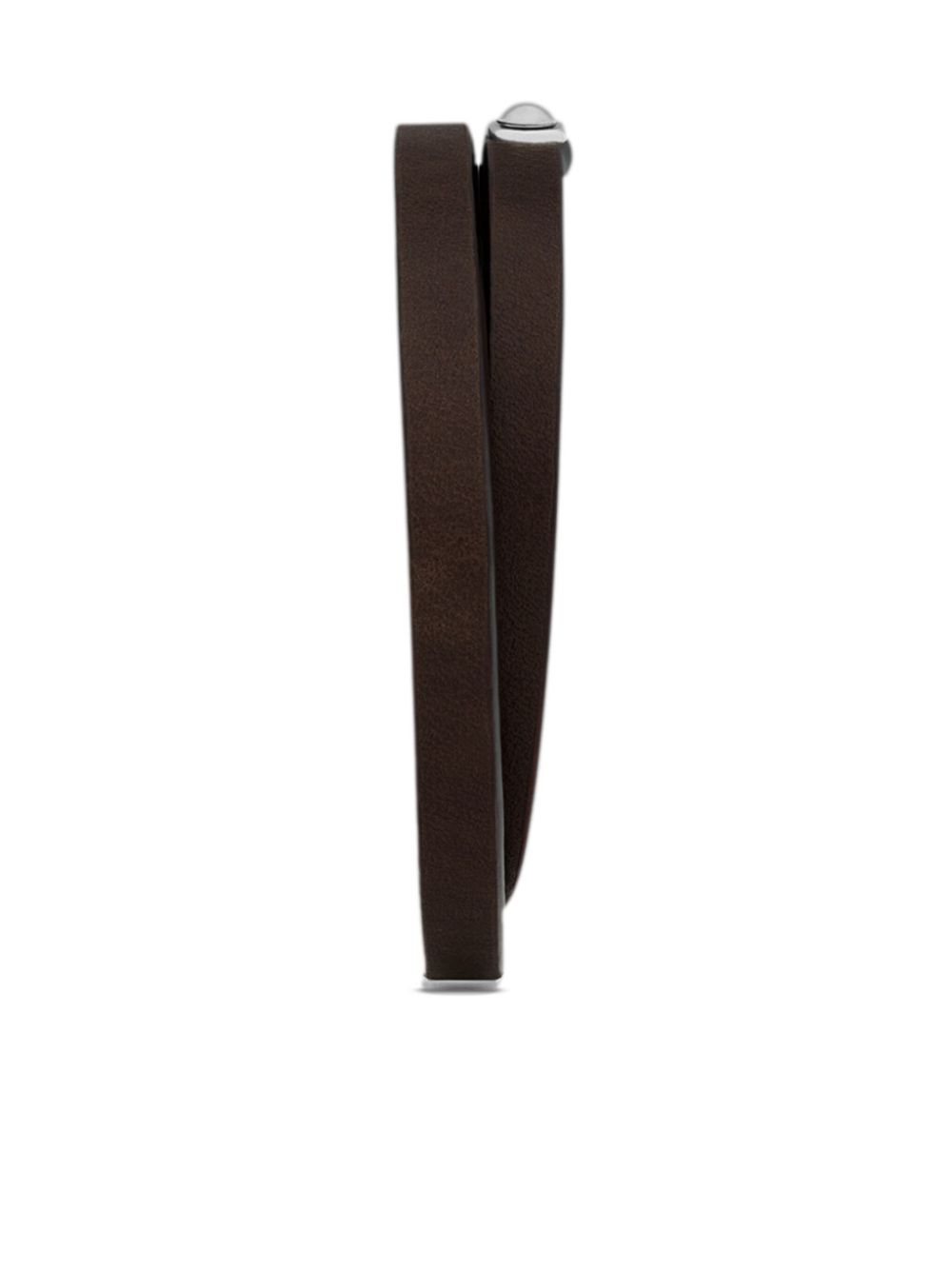 Shop Saint Laurent Id-plaque Leather Bracelet In Brown