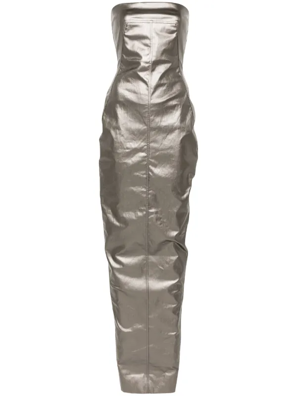 Rick Owens Coated Strapless Bustier Gown | Grey | FARFETCH