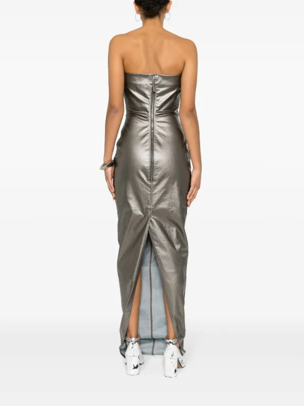 Rick Owens Coated Strapless Bustier Gown | Grey | FARFETCH