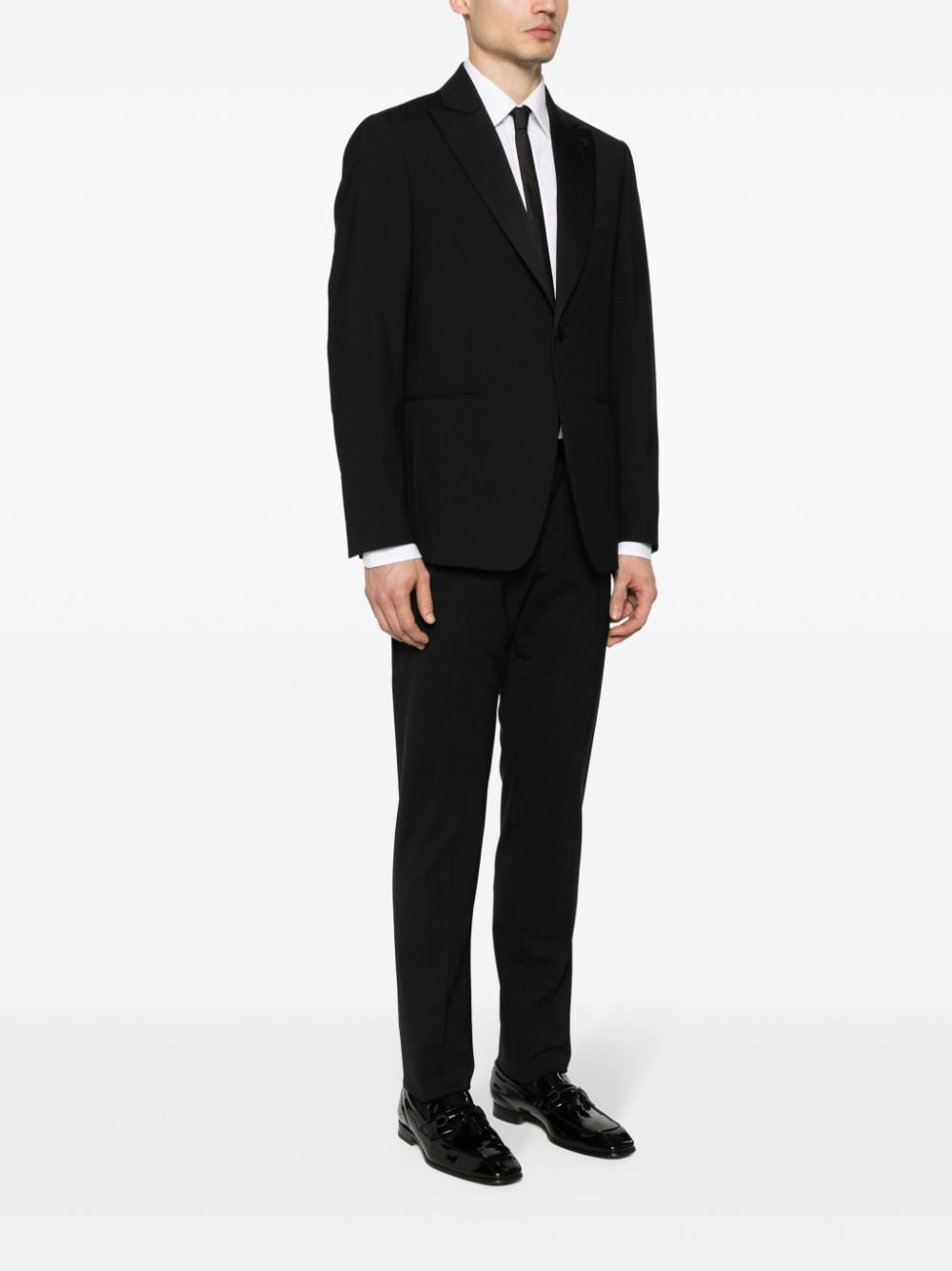 Shop Lardini Single-breasted Wool Suit In Black