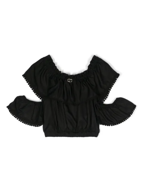 TWINSET Kids blusa fruncida con hombros descubiertos