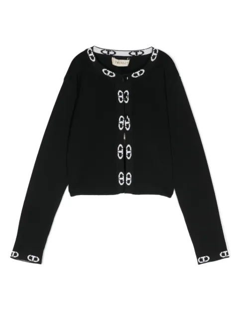 TWINSET Kids intarsia logo buttoned cardigan