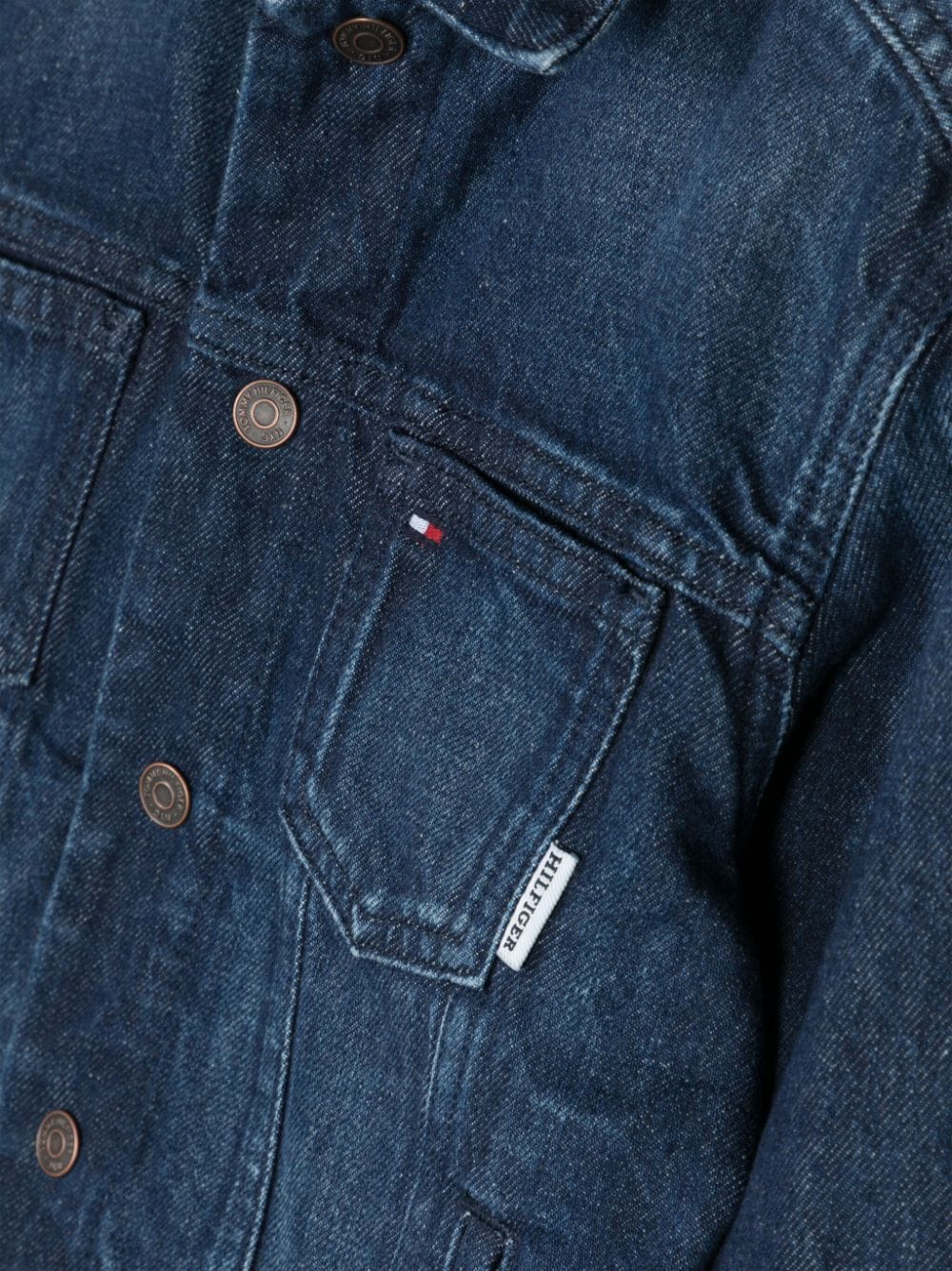 Shop Tommy Hilfiger Junior Logo-embroidered Cotton Denim Jacket In Blue