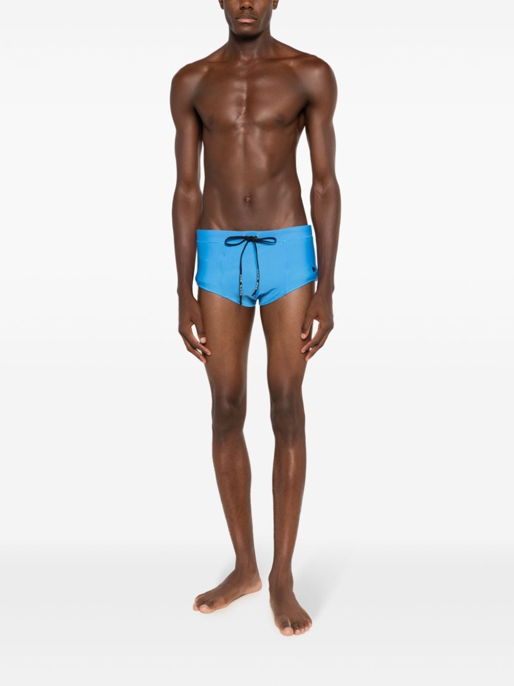 Shop Amir Slama Logo-plaque Drawstring Swimming Trunks In 21