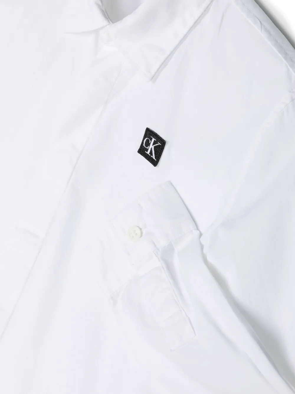 Shop Calvin Klein Logo-patch Cotton Shirt In White