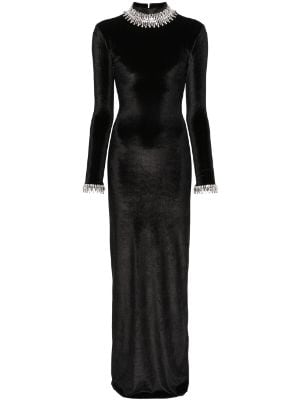Pearl-embellished velvet gown in black - Balmain