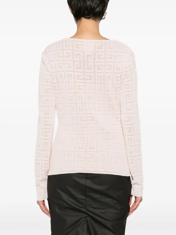 GIVENCHY ジバンシィ 4Gモノグラム ドレープV襟 メッシュトップ Givenchy 4G Vネックトップ | ピンク | FARFETCH JP