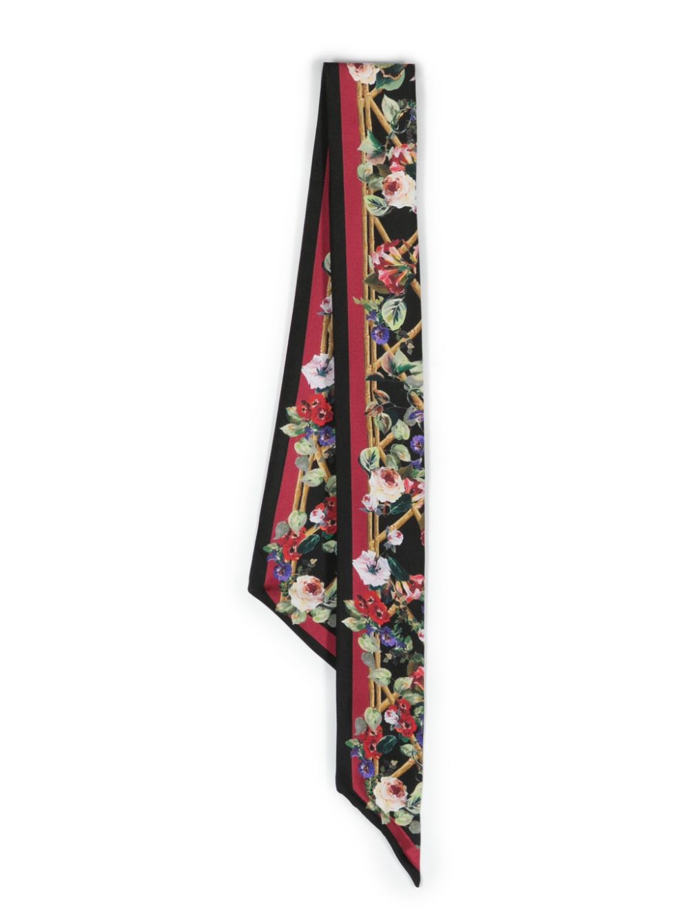 Dolce & Gabbana Garden-print Silk Head Scarf In Black