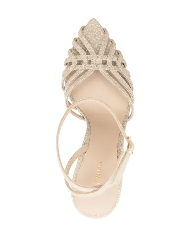 Le Silla Embrace 105mm Glittered Sandals | Gold | FARFETCH
