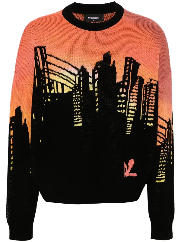 DSQUARED2 パターンインターシャ セーター | ブラック | FARFETCH JP