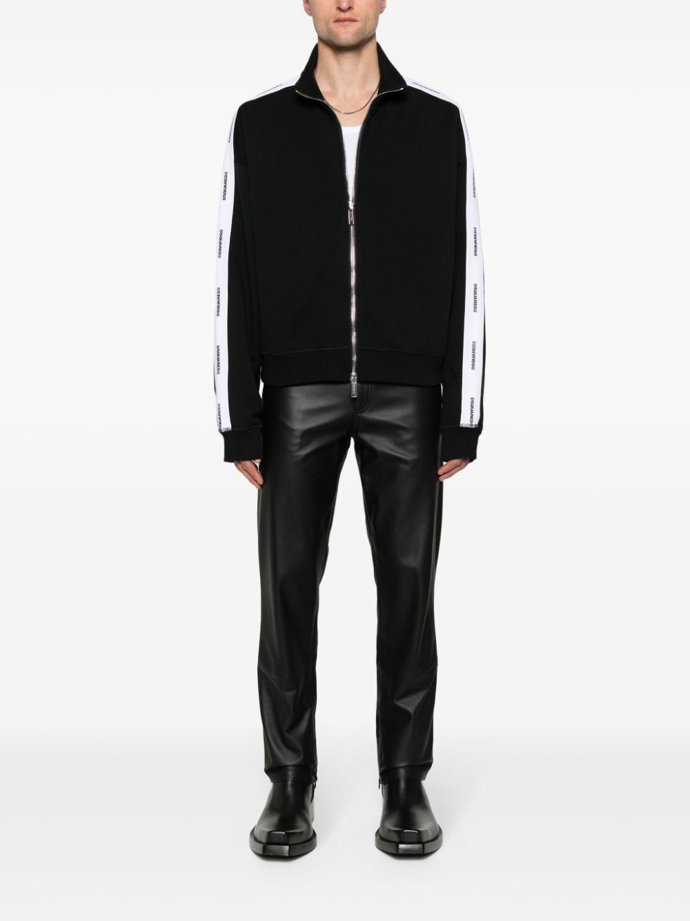 Shop Dsquared2 Burbs Fit Zipped Sweatshirt In Black