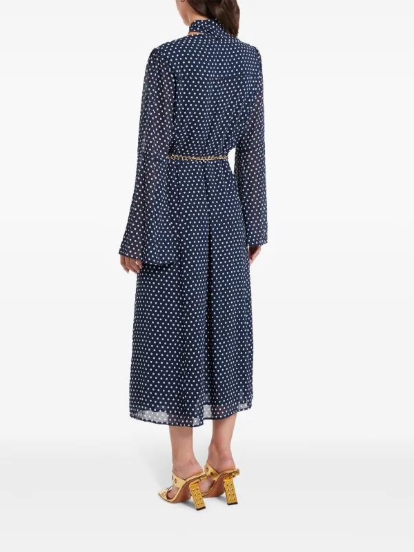 Michael Kors polka dot belted midi dress women Recycled Polyester Polyester Recycled Polyester Polyester L Blue