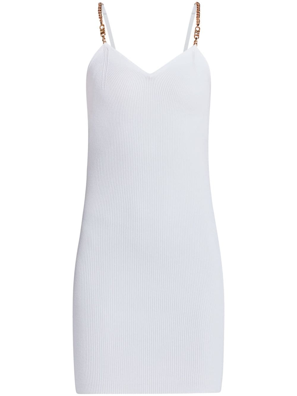 Michael Kors Chain-link Ribbed-knit Minidress In White