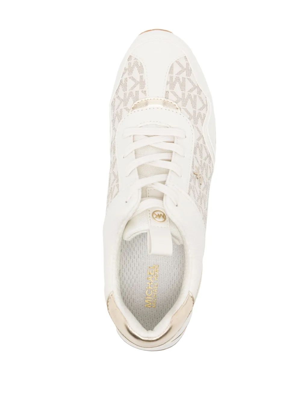 Shop Michael Kors Raina Logo-jacquard Platform Sneakers In Gold