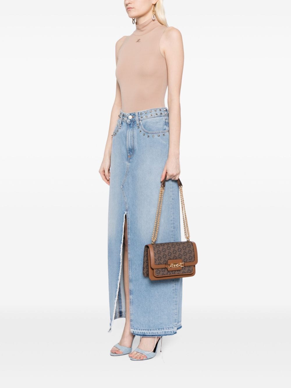 Shop Michael Kors Large Heather Shoulder Bag In Brown