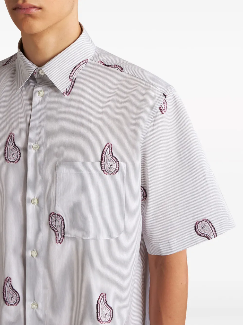 ETRO Katoenen overhemd met paisley-print Blauw