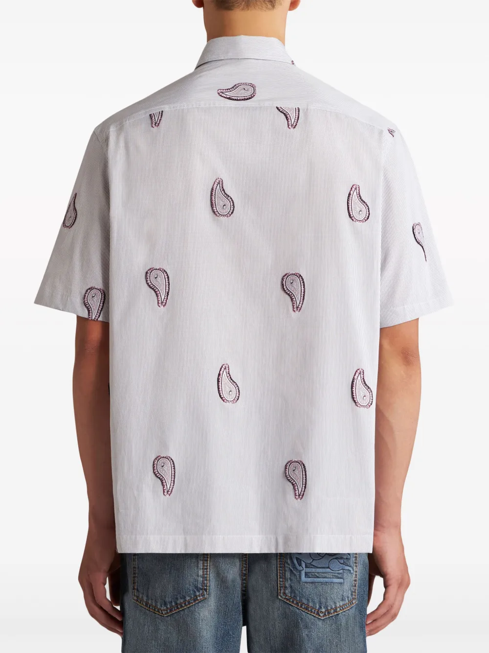 ETRO Katoenen overhemd met paisley-print Blauw