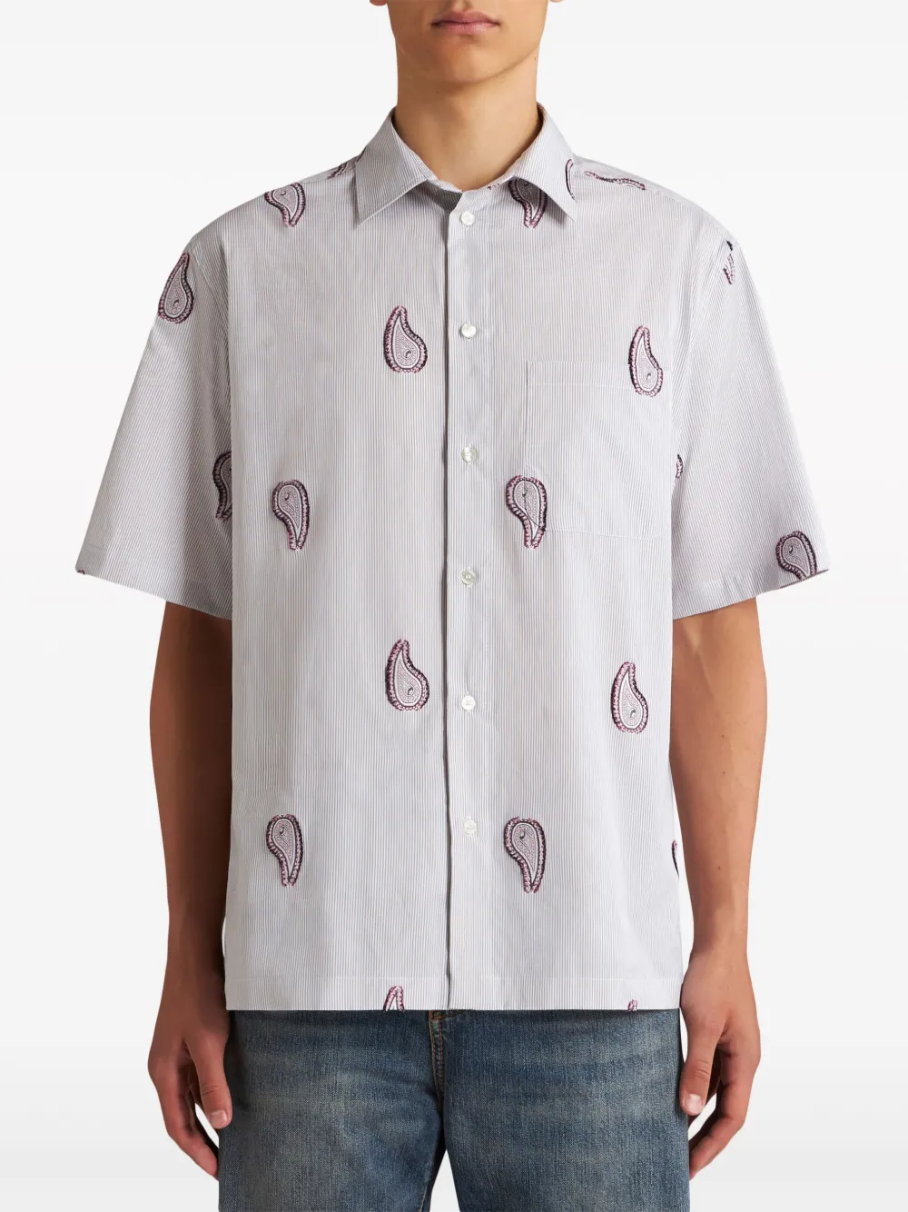 ETRO Katoenen overhemd met paisley-print - Blauw