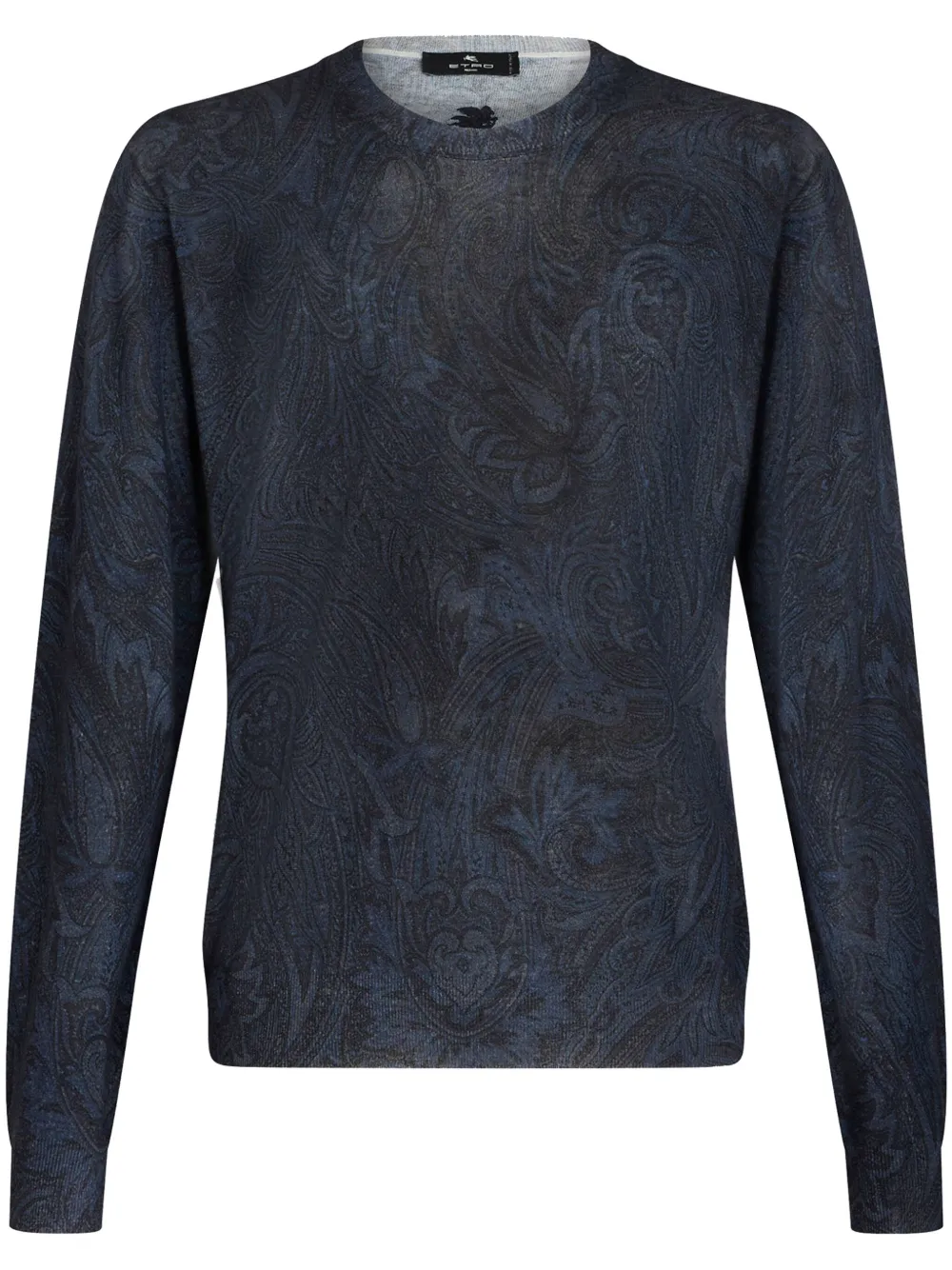 Etro Paisley-jacquard Fine-knit Jumper In Blue