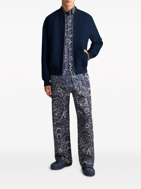 ジャケット Etro Jackets ETRO Textured Cotton Bomber Jacket | Blue | FARFETCH