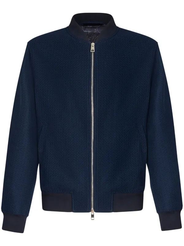 ETRO Textured Cotton Bomber Jacket Blue FARFETCH