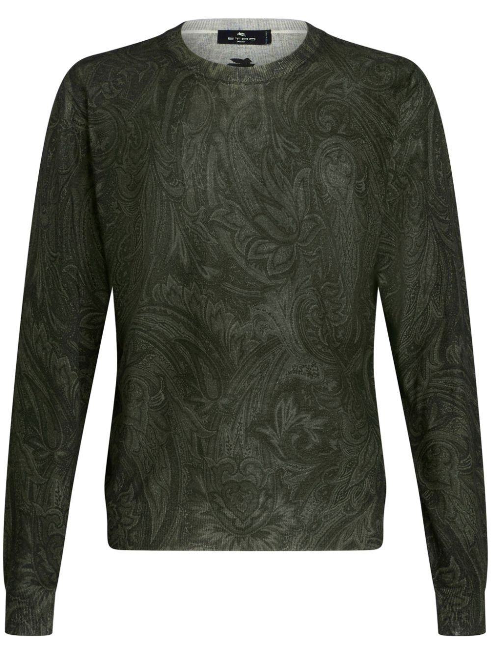 Etro Paisley-jacquard Fine-knit Jumper In Green