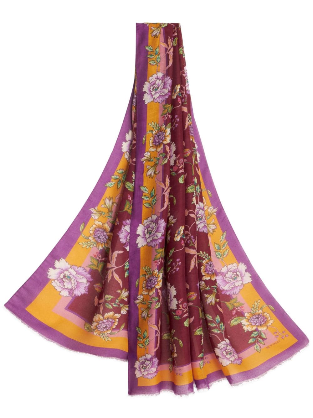 Etro Floral-print Semi-sheer Scarf In Pink