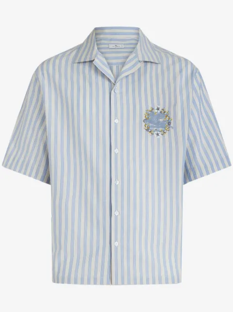 ETRO logo-embroidered cotton shirt