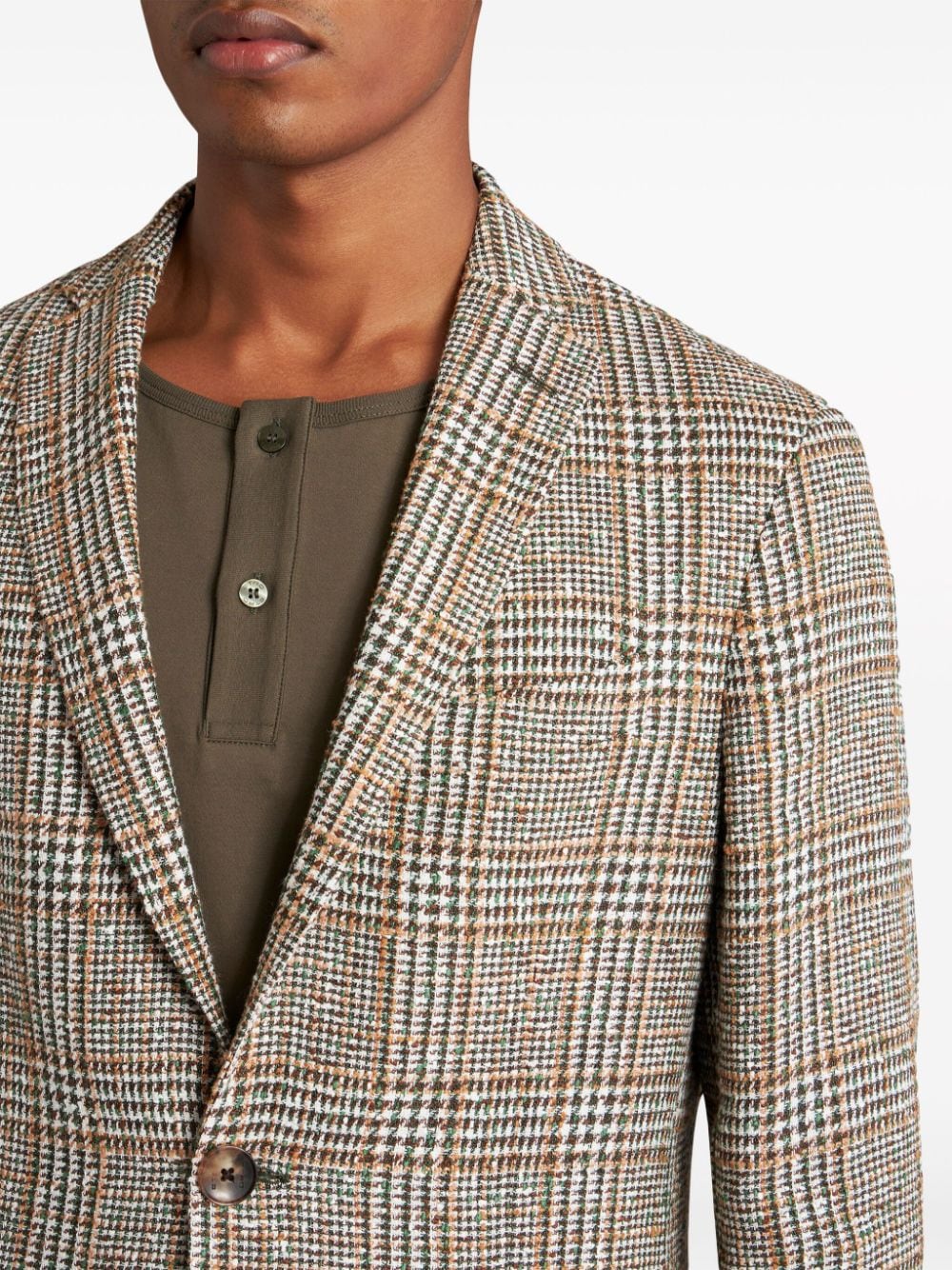 Shop Etro Checked Houndstooth Blazer In Brown